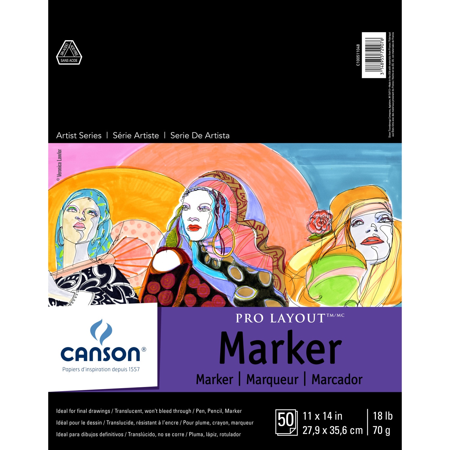 Canson Artist Series Pro-Layout Marker Pad, 11" x 14" 50, Sheets/Pad