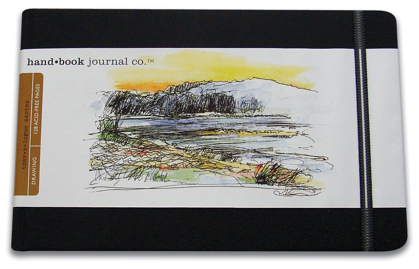 Global Art Handbook Travelogue Artist Journal, Large Landscape, 8.25" x 5.5", Ivory Black