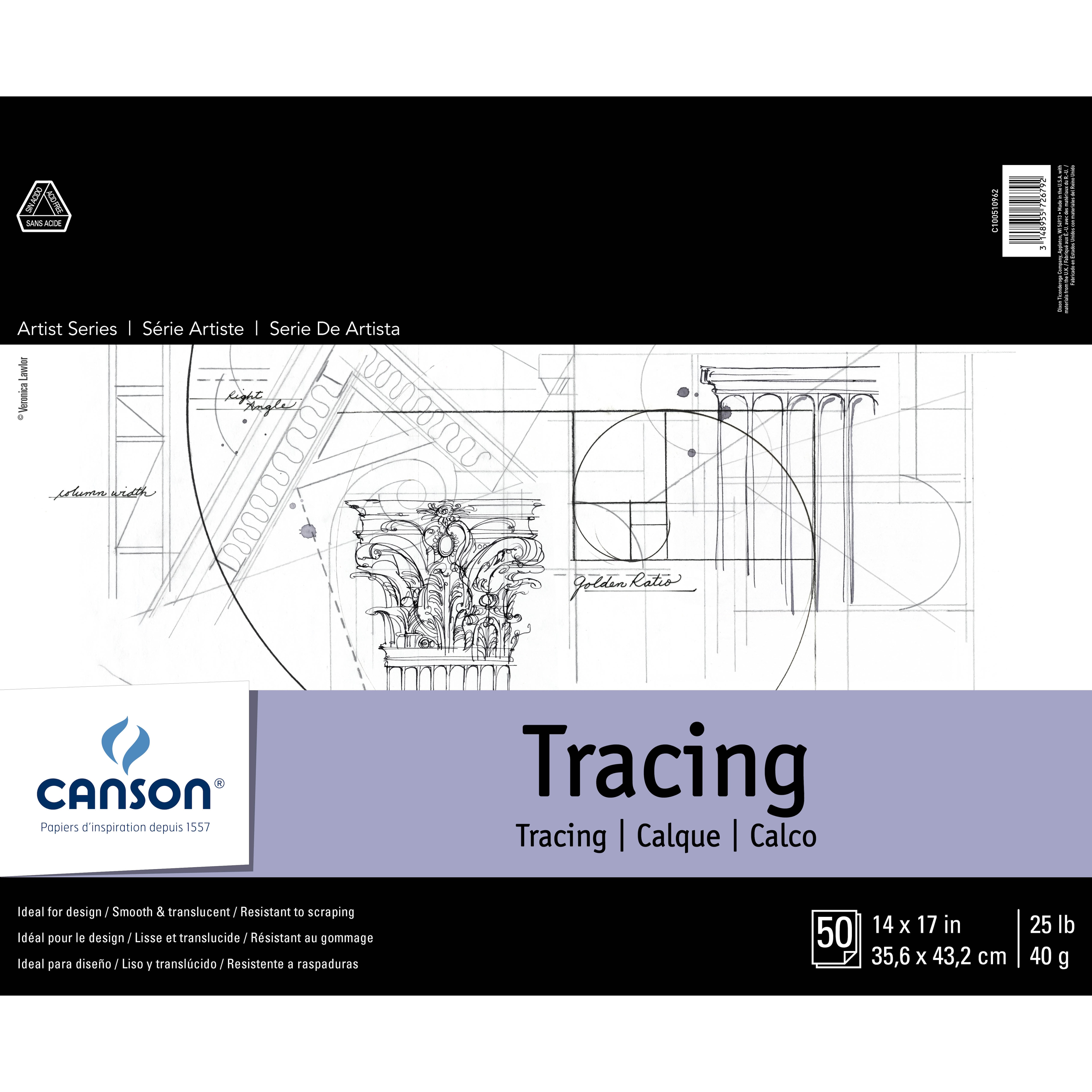 Canson Artist Series Tracing Pad, 50 Sheets, 14" x 17"