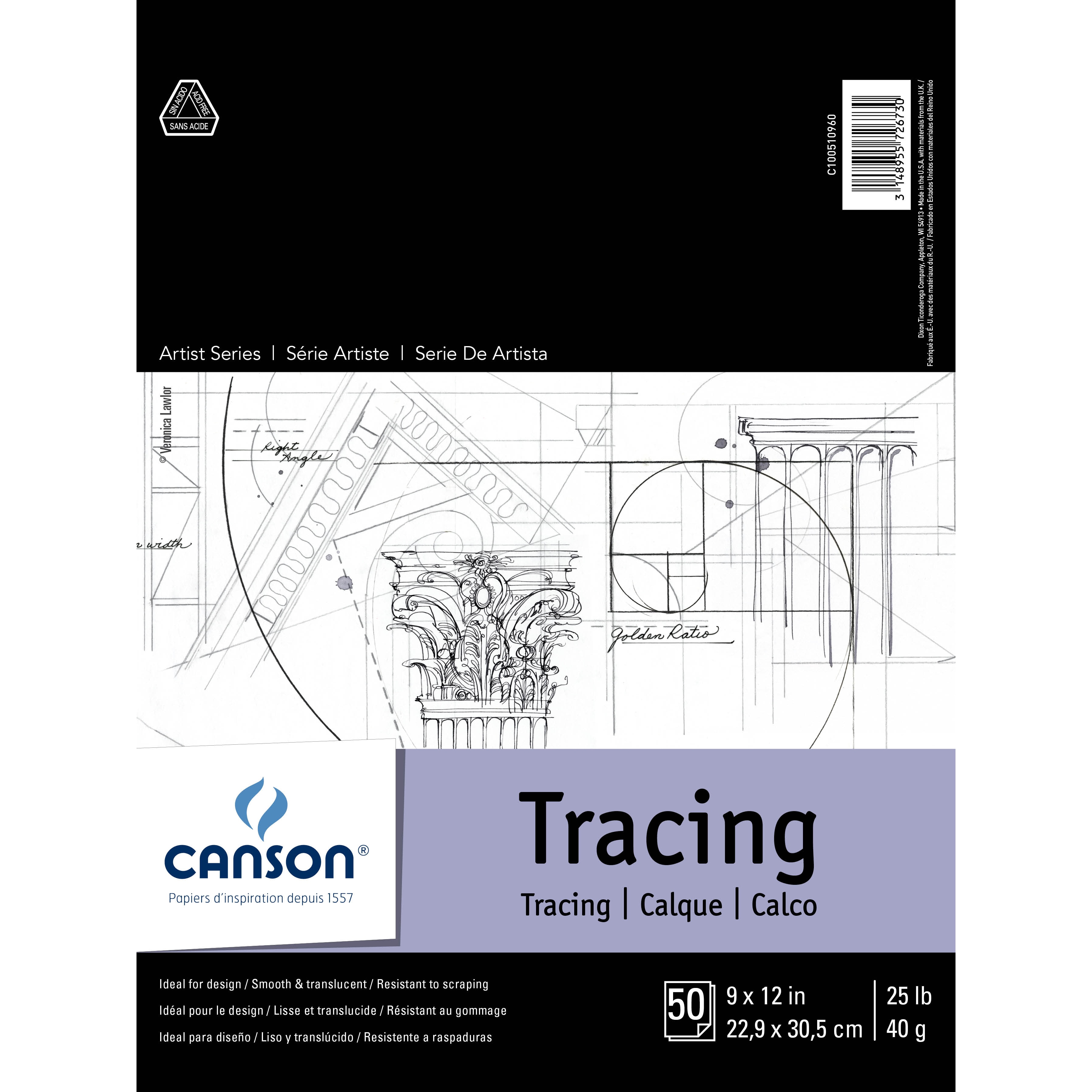 Canson Artist Series Tracing Pad, 50 Sheets, 9" x 12"
