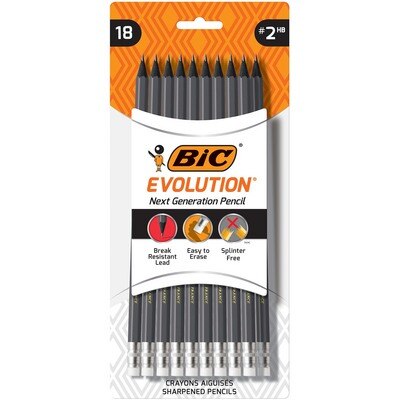 BIC Evolution Cased Pencil #2 HB Gray Barrel 18Pack