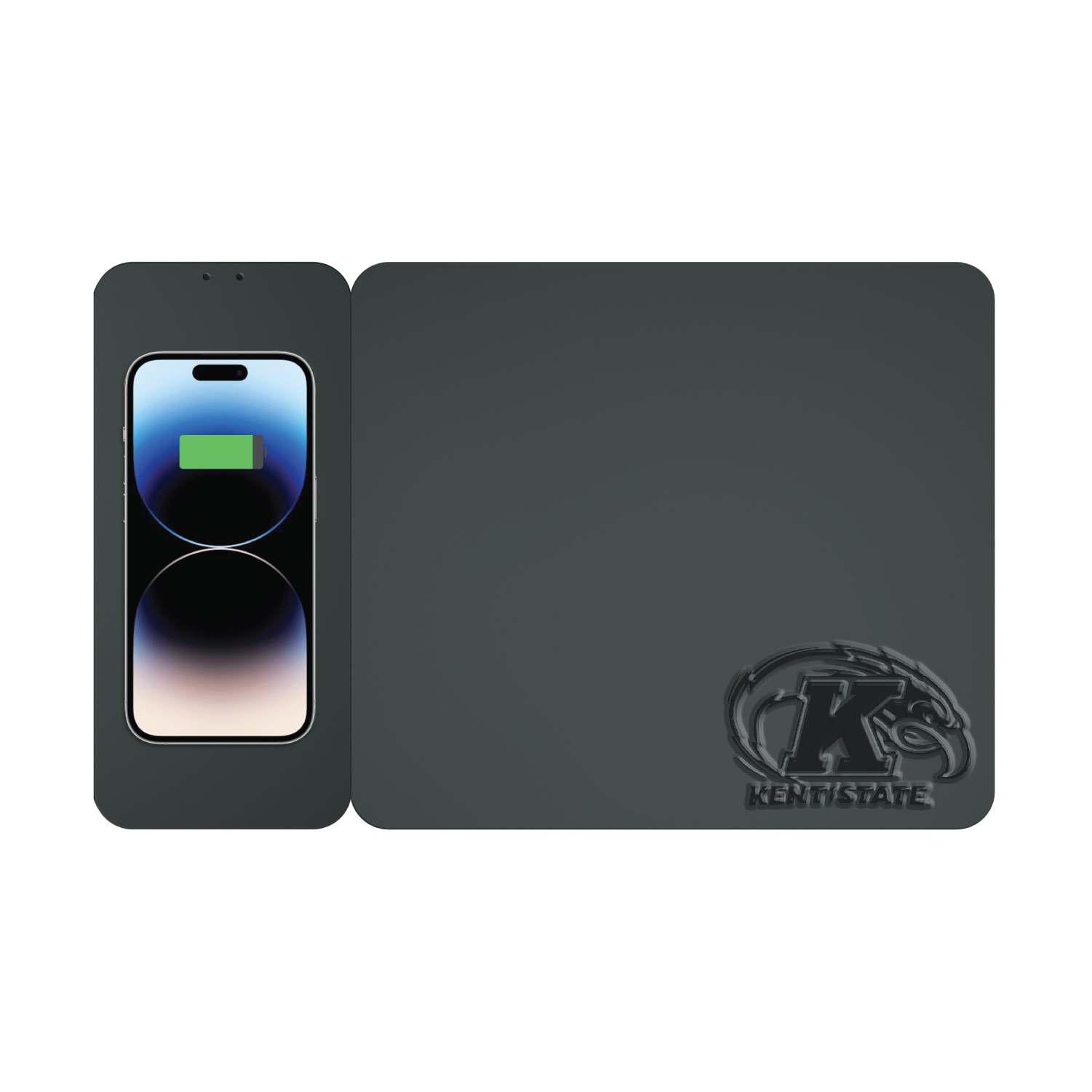 Kent State University Leather Wireless Charging Mouse Pad, Black, Alumni V2