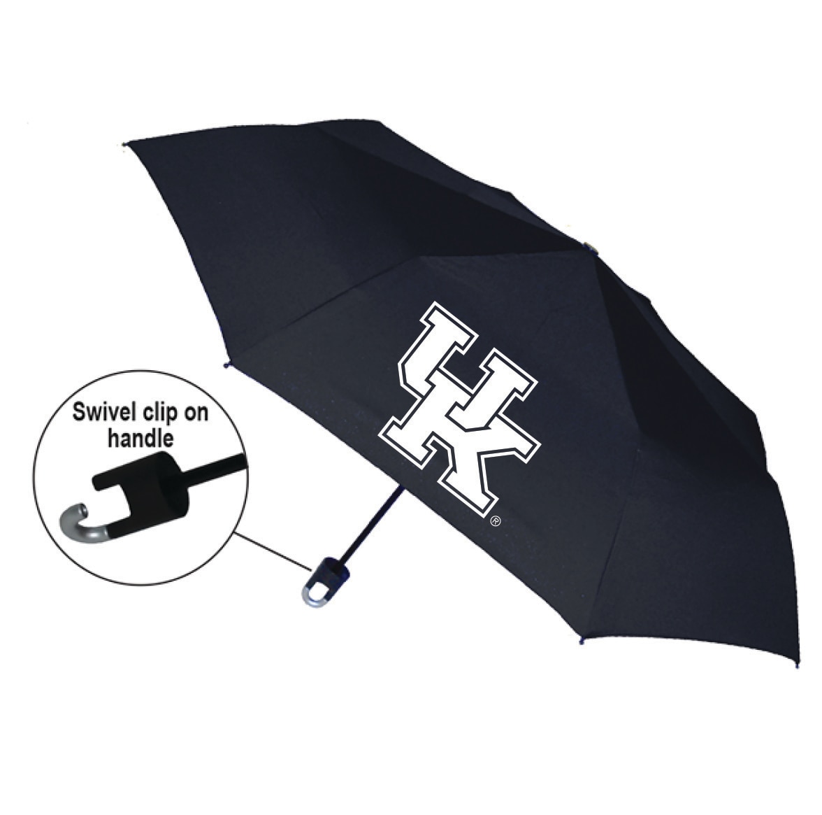 "Storm Clip" Mini Folding Emblematic Solid Umbrella 42" Coverage