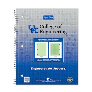 School Spirit Engineering Notebook, Green Tint 20# Paper with 1 Double Pocket