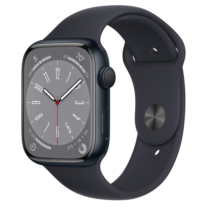 Apple Watch Series 8 GPS 45mm Midnight Aluminum Case with Midnight Sport Band - S/M