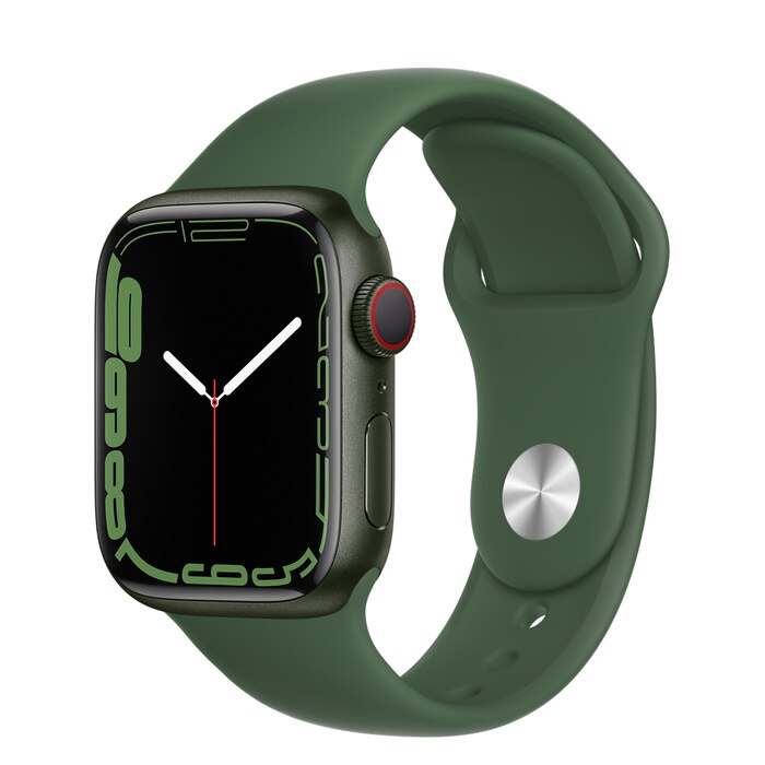 Apple Watch Series 7 GPS + Cellular, 41mm Green Aluminum Case with Clover Sport Band - Regular