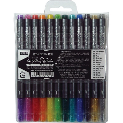 Spica Glitter Pen Set, 12-Color Set A