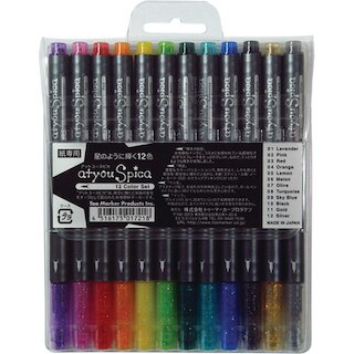 Spica Glitter Pen Set, 12-Color Set A