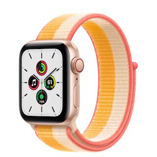 Apple Watch SE GPS + Cellular, 40mm Gold Aluminum Case with Maize/White Sport Loop
