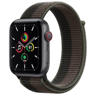 Apple Watch SE GPS + Cellular, 44mm Space Gray Aluminum Case with Tornado/Gray Sport Loop