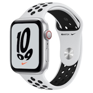 Apple Watch Nike SE GPS + Cellular, 44mm Silver Aluminum Case with Pure Platinum/Black Nike Sport Band - Regular