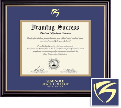 Framing Success 8.5 x 11 Prestige Gold Embossed School Seal Associates, Bachelors, Masters Diploma Frame