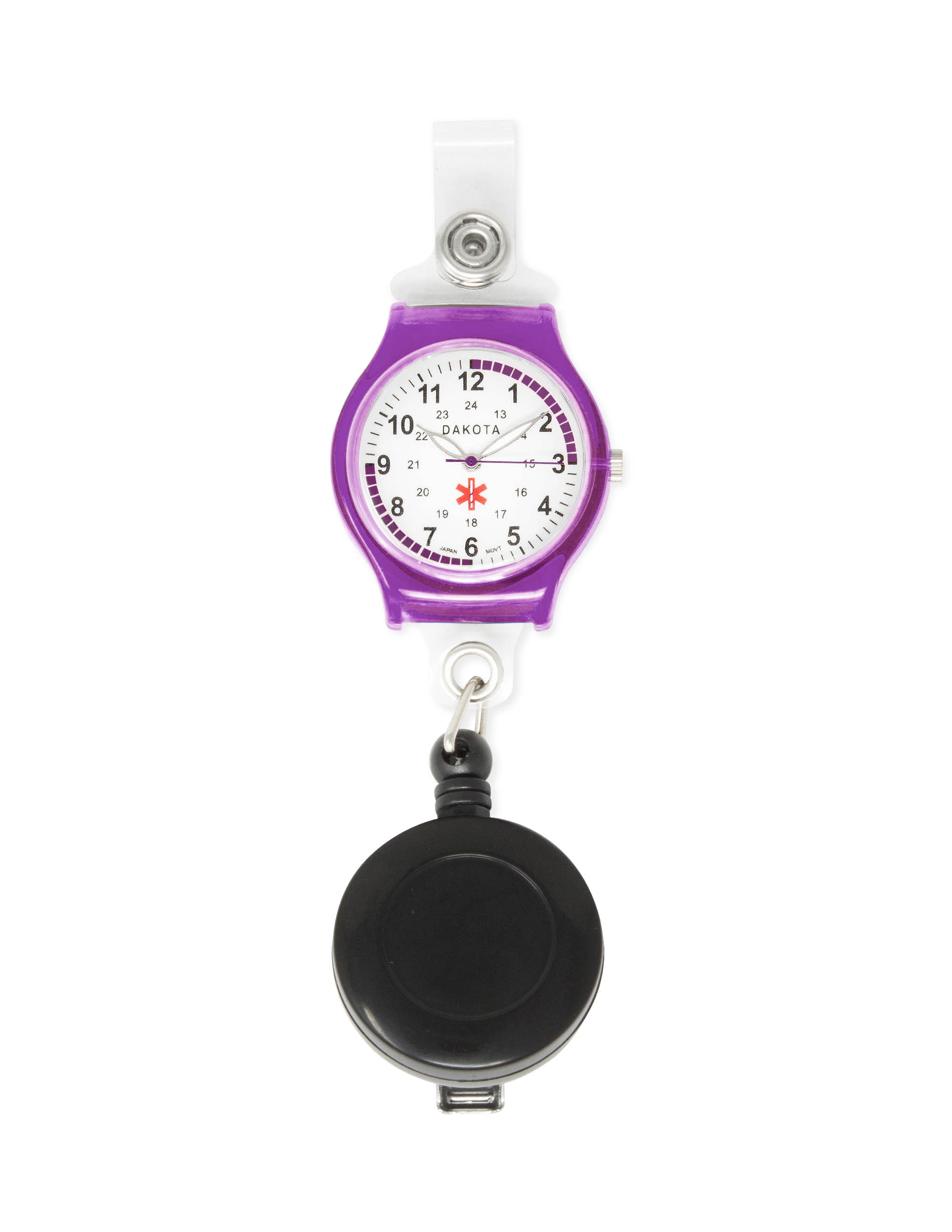 Badge Reel with Nurse Watch Retractable in Purple