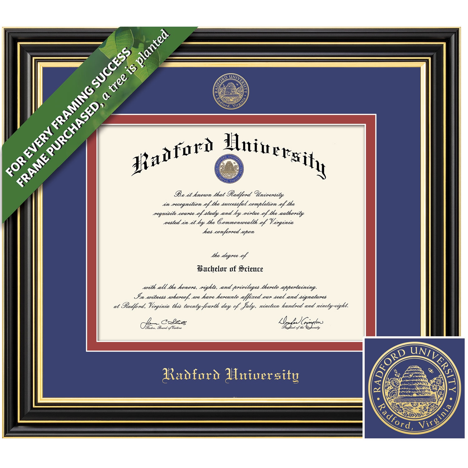 Framing Success 11 x 16 Prestige Gold Embossed School Seal Bachelors, Masters, Doctorate Diploma Frame