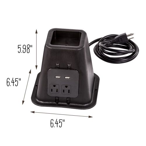 Honey Can Do Set of 4 Black Bed Risers with Outlets and USB Ports