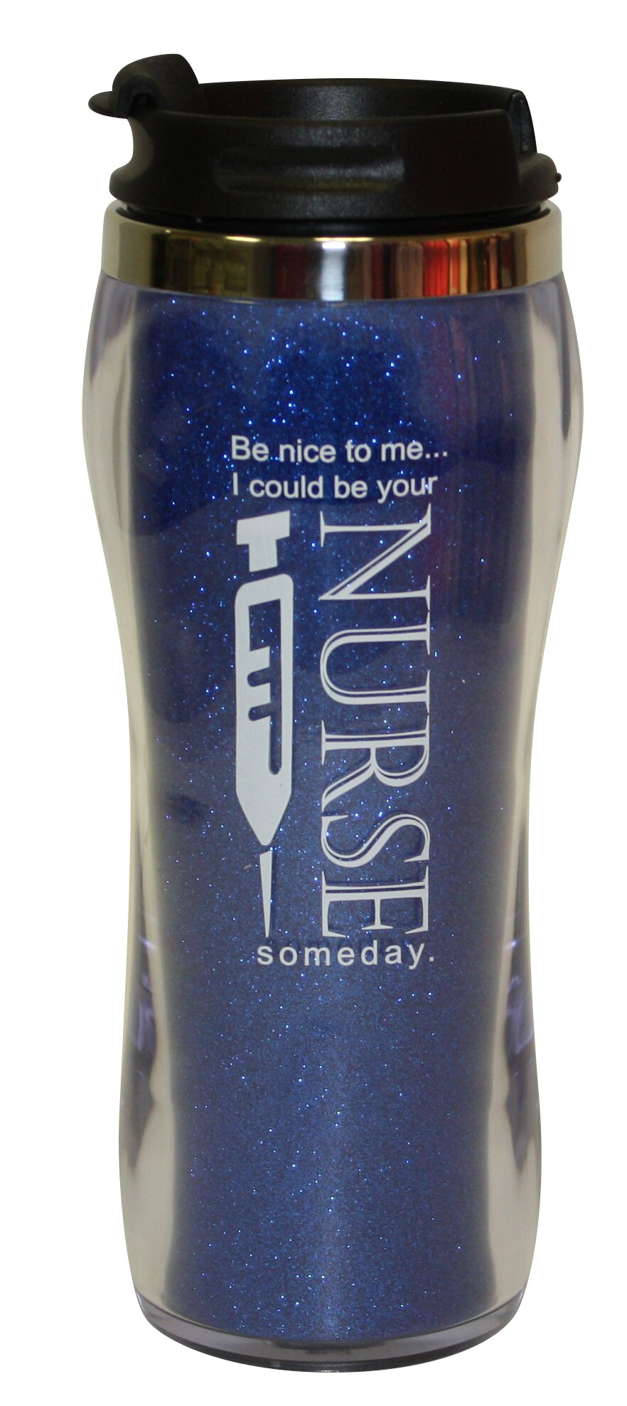 Nurse Glitter Travel Mug Blue