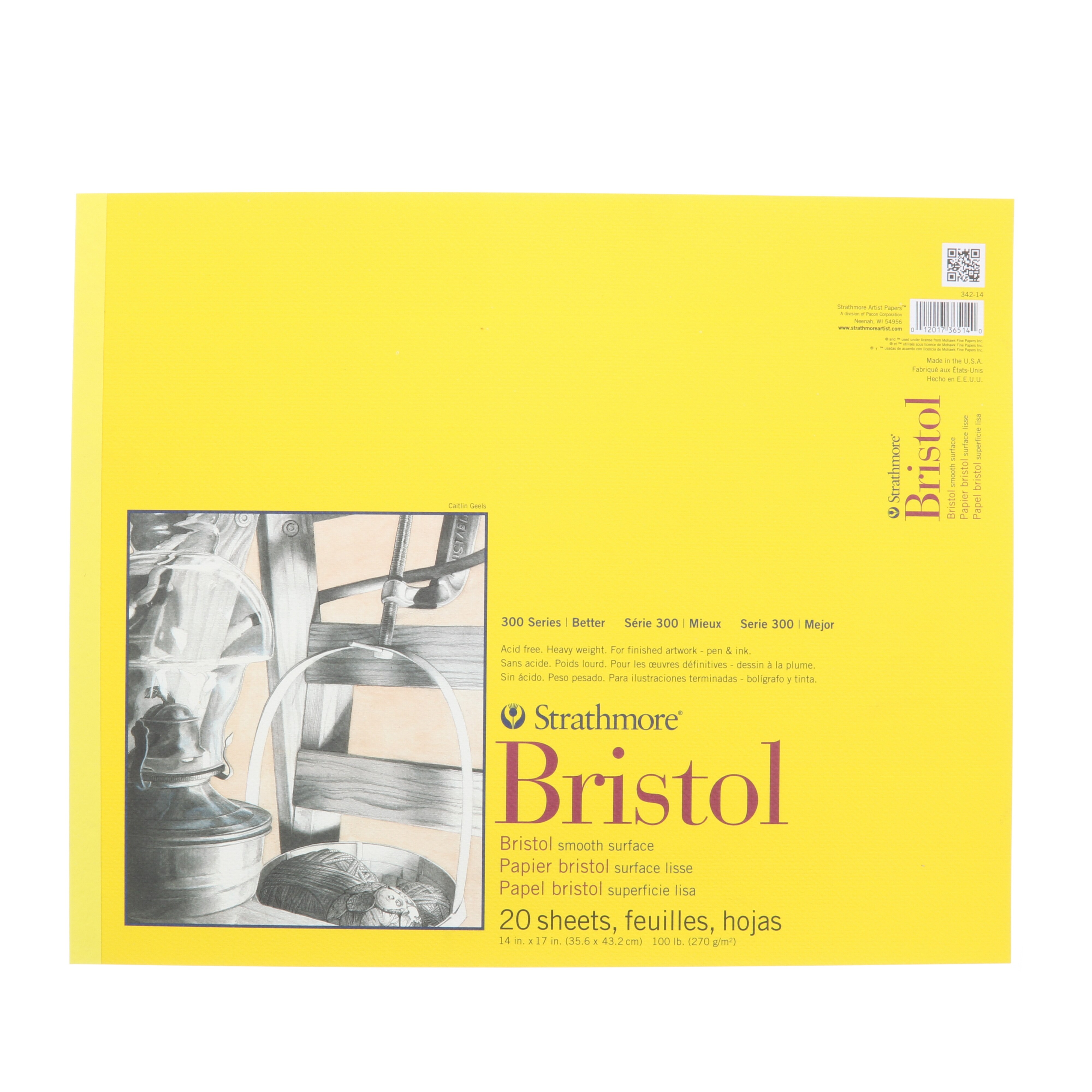Strathmore Bristol Paper Pad, 300 Series, Smooth, 14" x 17"