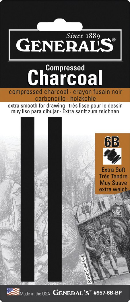 General Pencil Compressed Charcoal Set, 6B, Soft, 2/Pkg.