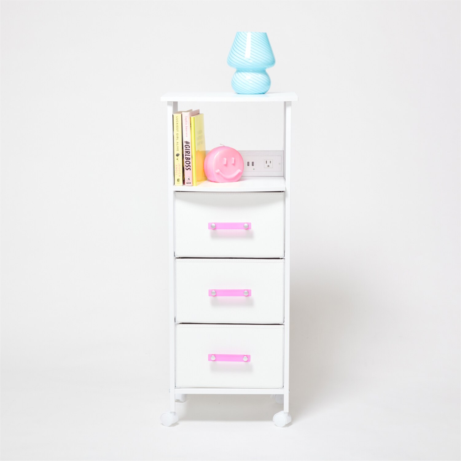 Dormify Sutton Charging 3-Drawer Cart on Wheels