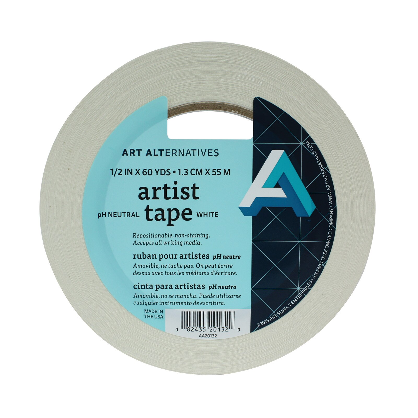 Art Alternatives Artist Tape, 1/2" x 60 yds, White