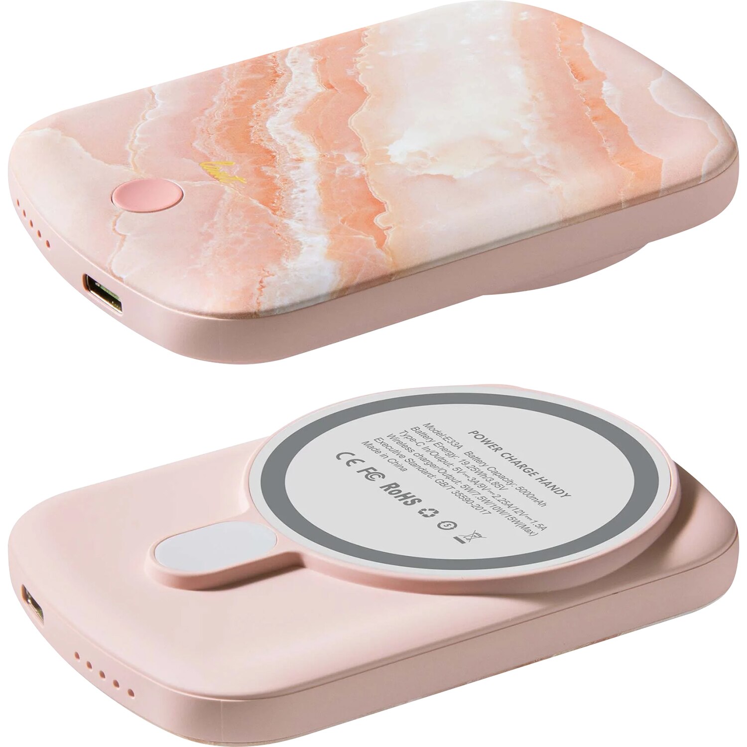 LAUT POWER CHARGE HANDY Wireless Charger 5000mAh Pink Marble