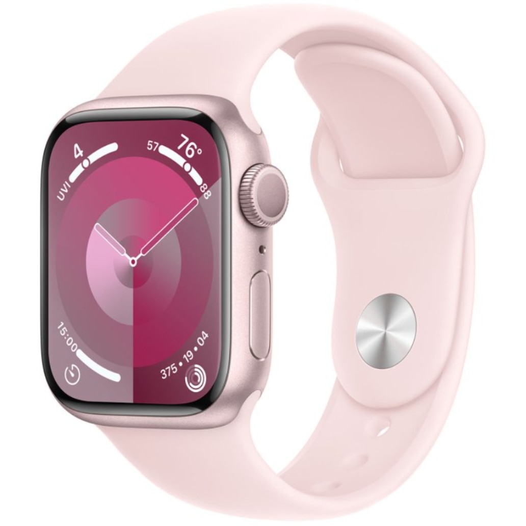 Apple Watch Series 9 GPS 41mm Pink Aluminum Case with Light Pink Sport Band - S/M