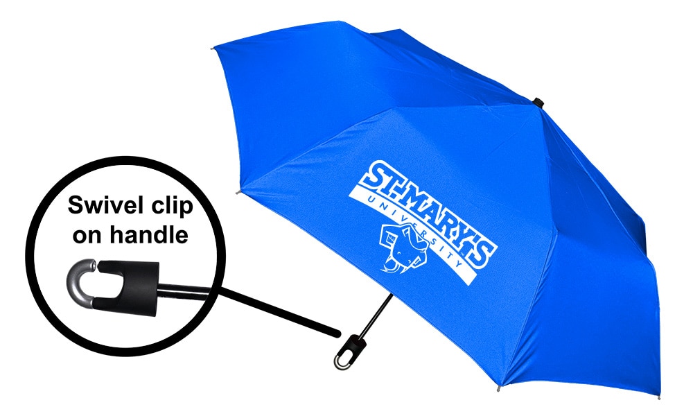 Storm Clip Mini Folding Emblematic Solid Umbrella 42" Coverage
