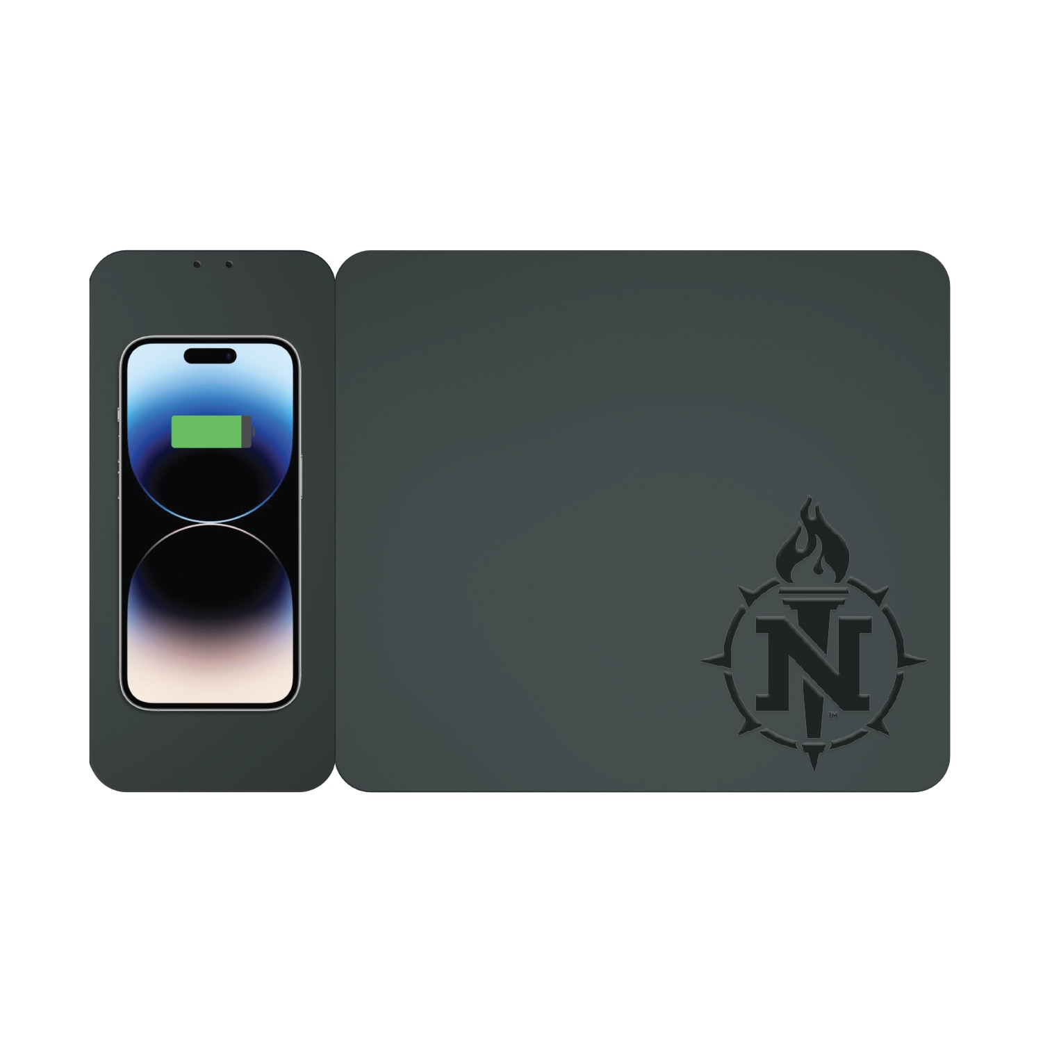 Northern Michigan University Leather Wireless Charging Mouse Pad, Black, Alumni V2