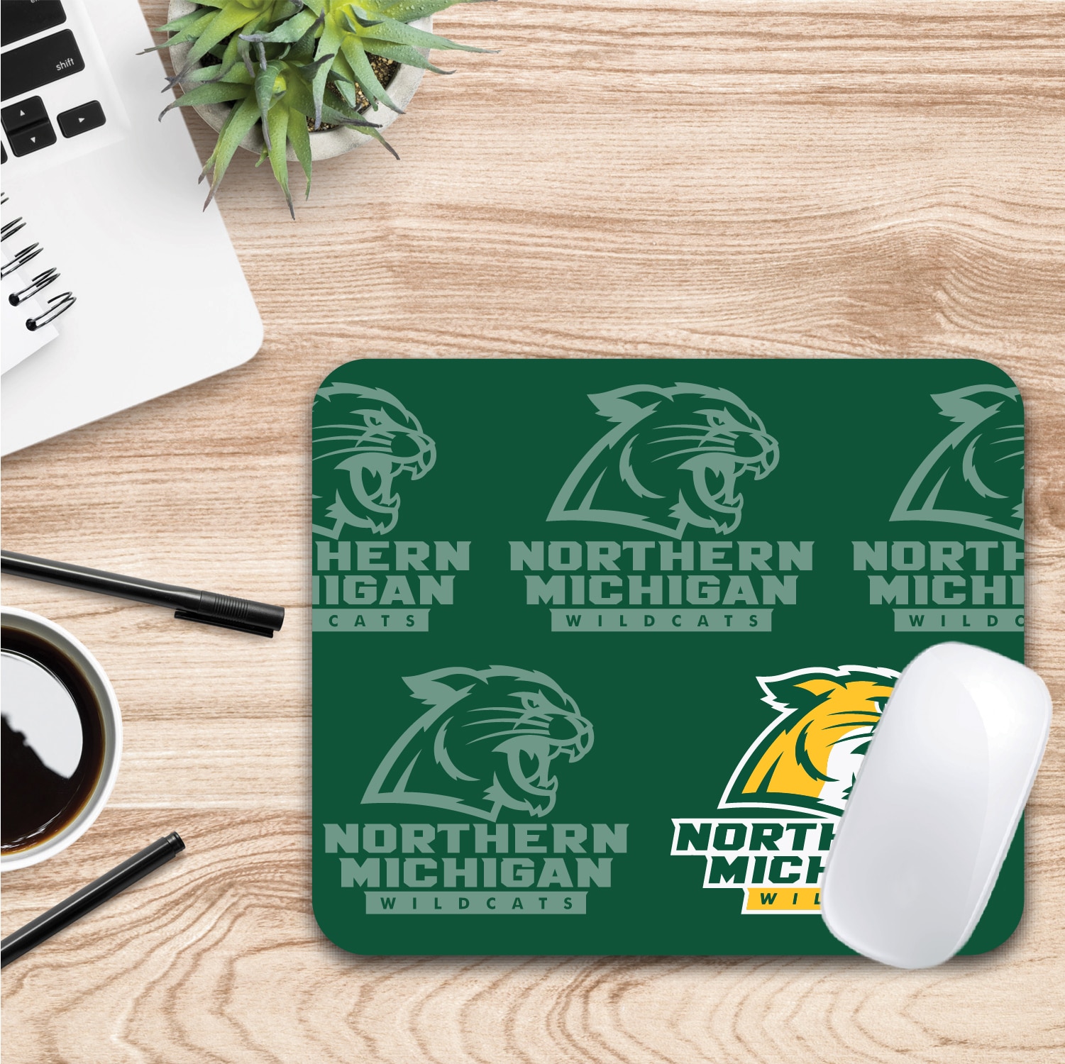 Northern Michigan University - Mousepad, Mascot Repeat V1