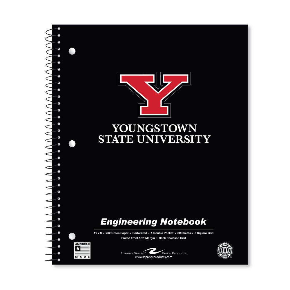 School Spirit Engineering Notebook, Green Tint 20# Paper with 1 Double Pocket
