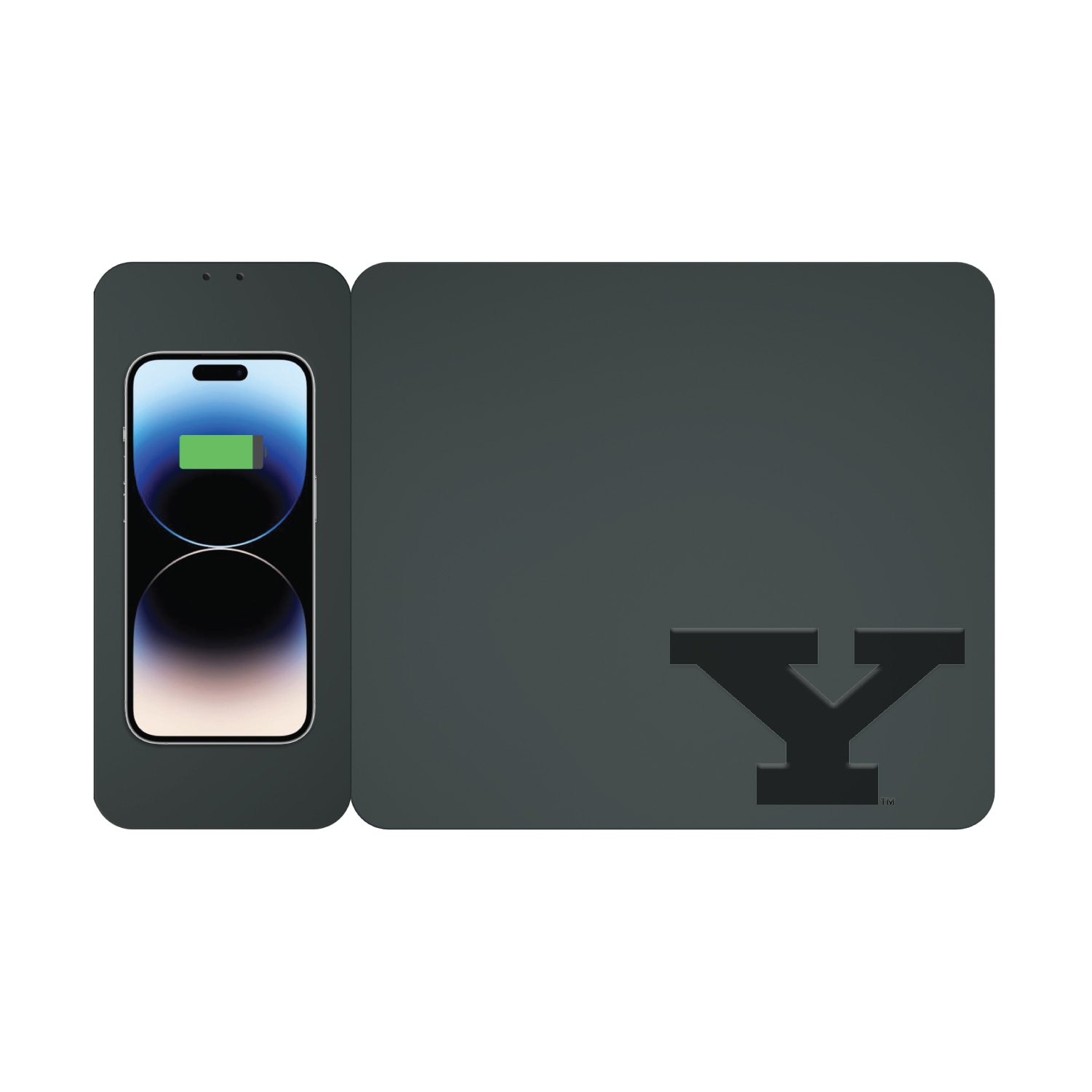 Youngstown State University Leather Wireless Charging Mouse Pad, Black, Alumni V2