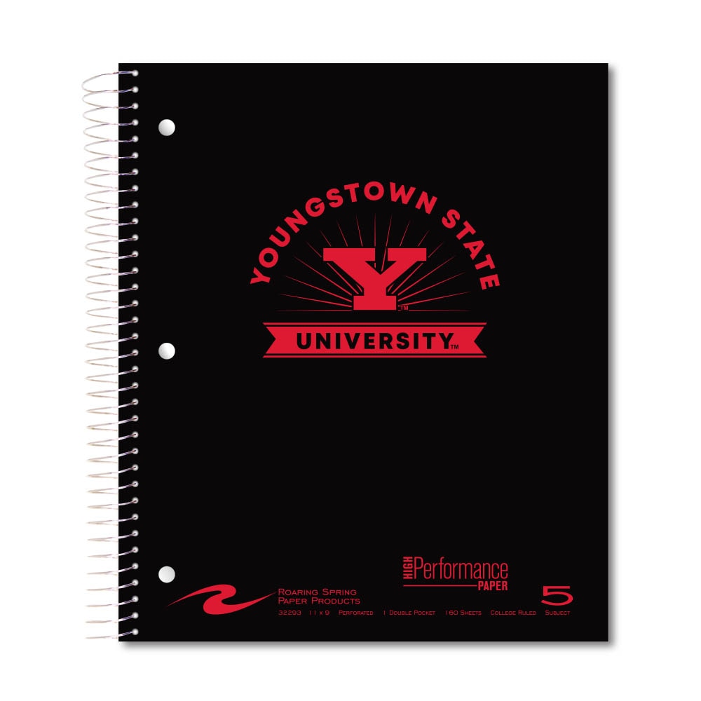 Roaring Premium 5 Subject Notebook, 8.5x11 College Ruled 20lb Paper, Pressboard Foil Cover