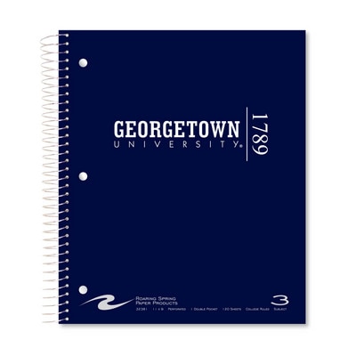 3 sub imprinted notebook.  11x9 college ruled 120 sheets. Saranac cover foil stamped. 1 pocket