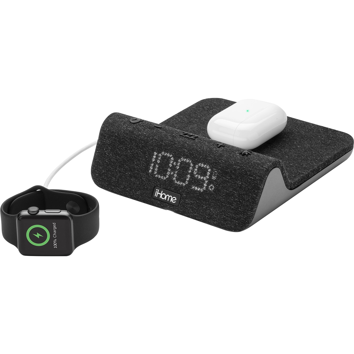 iHome POWERVALET PRO Alarm Clock- Black/Gray