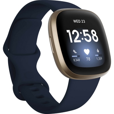 FitBit Versa 3 Health and Fitness Smart Watch in Midnight and Soft Gold Georgetown University Bookstore