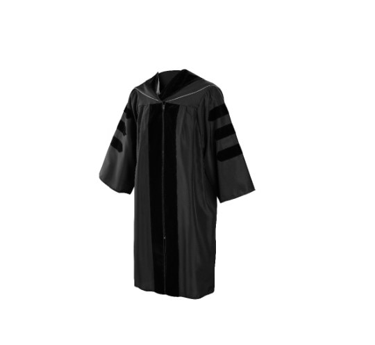 GOWN: ELEMENTS DOCTOR  TRIM: VELVET.VELVET.BLACK.HOOD BUTTON.