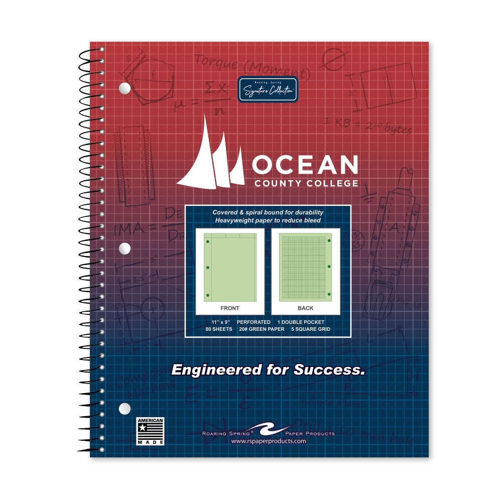 School Spirit Engineering Notebook, Green Tint 20# Paper with 1 Double Pocket