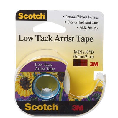 3M Scotch Low Tack Artist Tape Dispenser Roll, 3/4" x 10 yd.