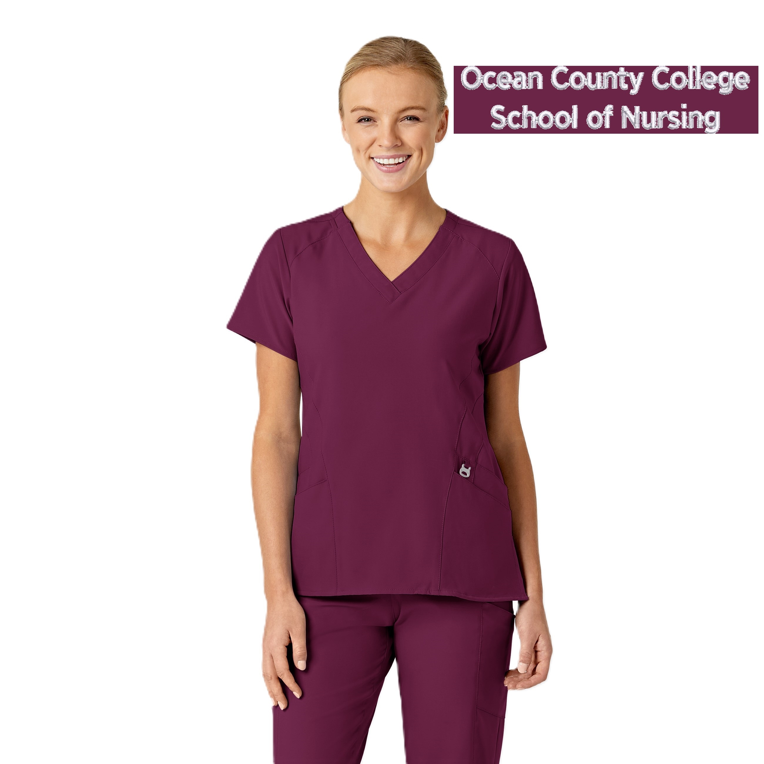 W123 Women's Stylized V-Neck Top 6155OCC1-WINE