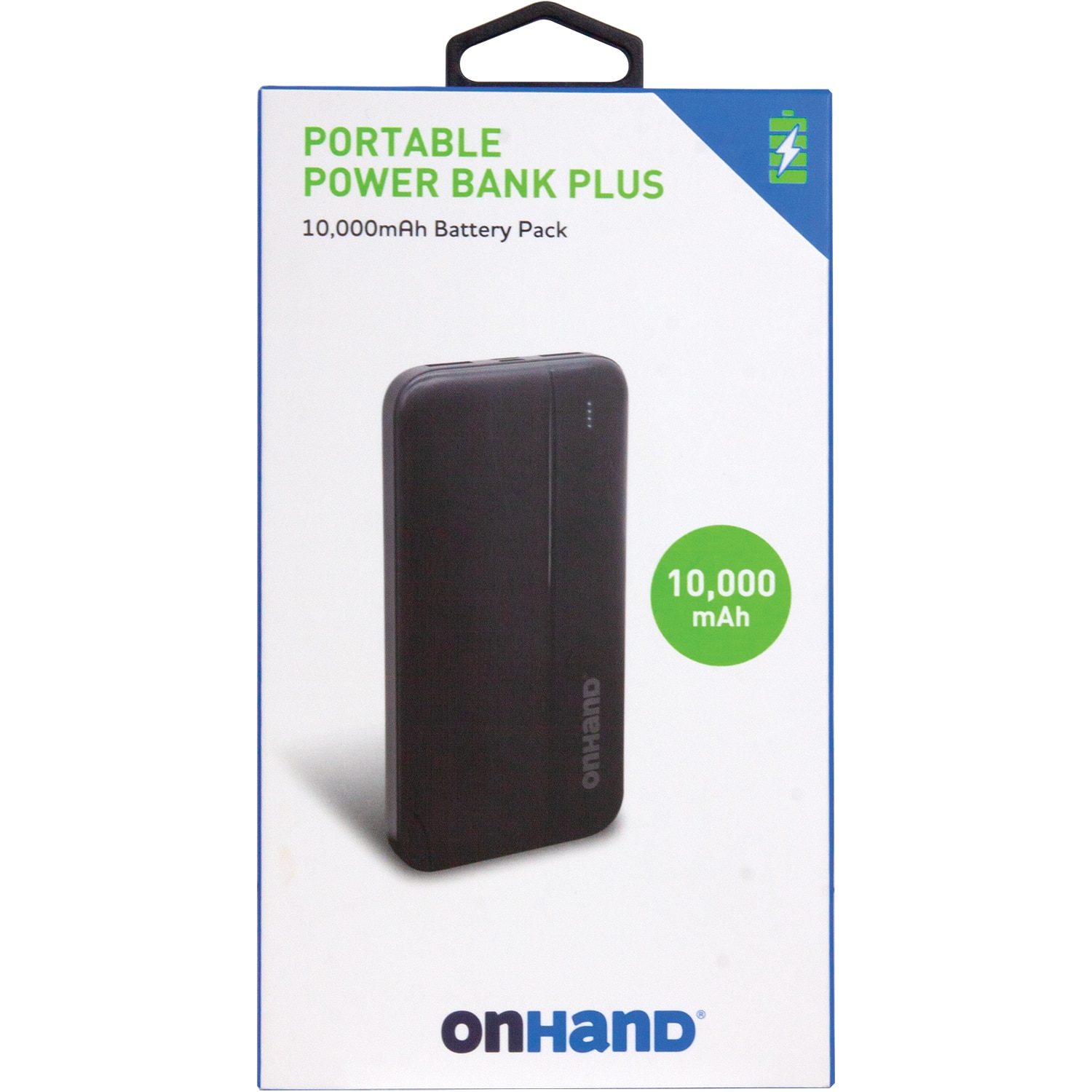 OnHand Portable Power Pack 10,000 mAh w/LED Indicator, Black