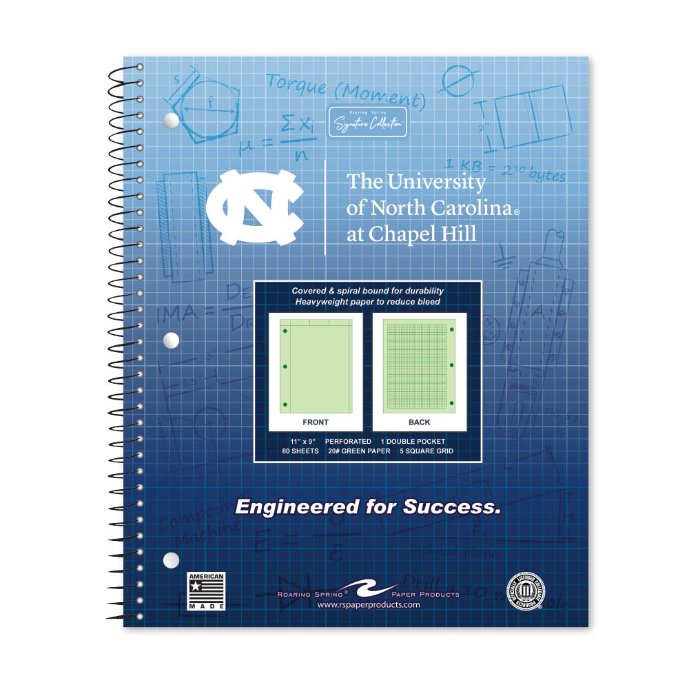 School Spirit Engineering Notebook, Green Tint 20# Paper with 1 Double Pocket