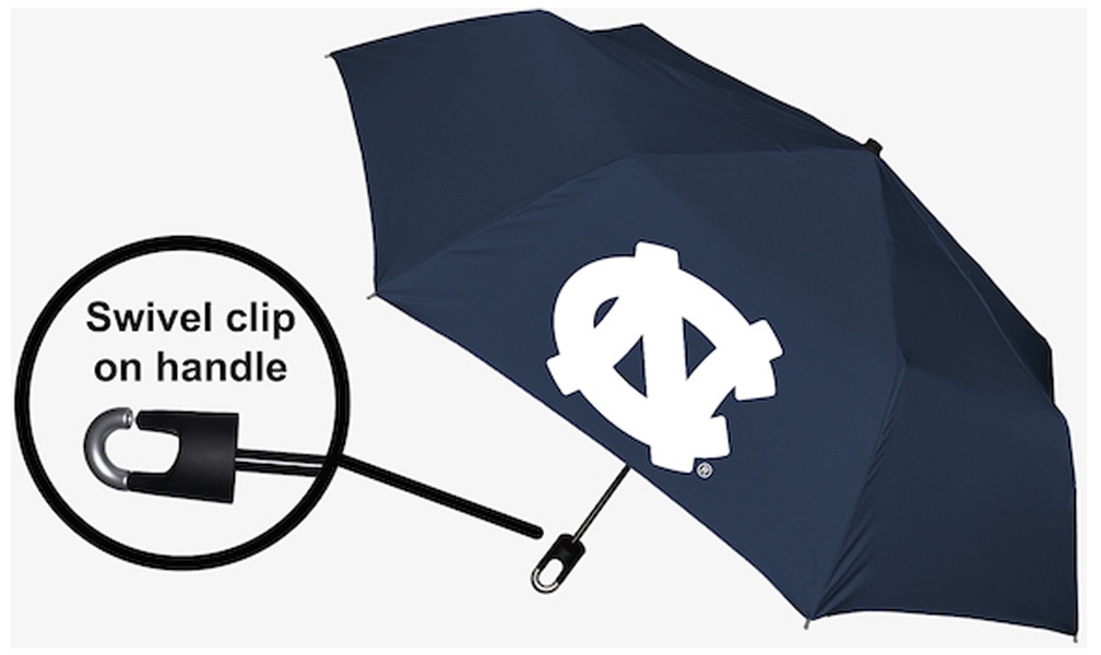 North Carolina Tar Heels "Storm Clip" Mini Folding Emblematic Solid Umbrella 42" Coverage