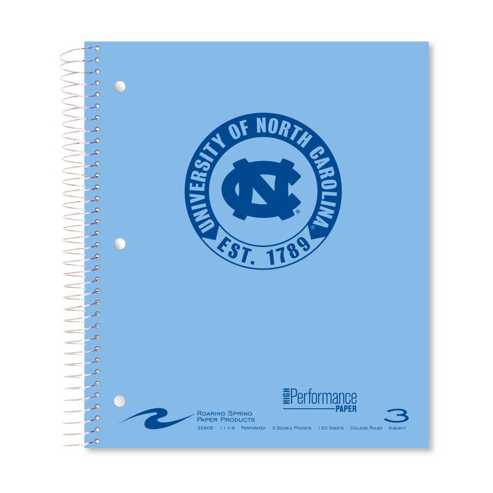 Roaring Premium 3 Subject Notebook, 8.5x11 College Ruled 20lb Paper, Pressboard Foil Cover