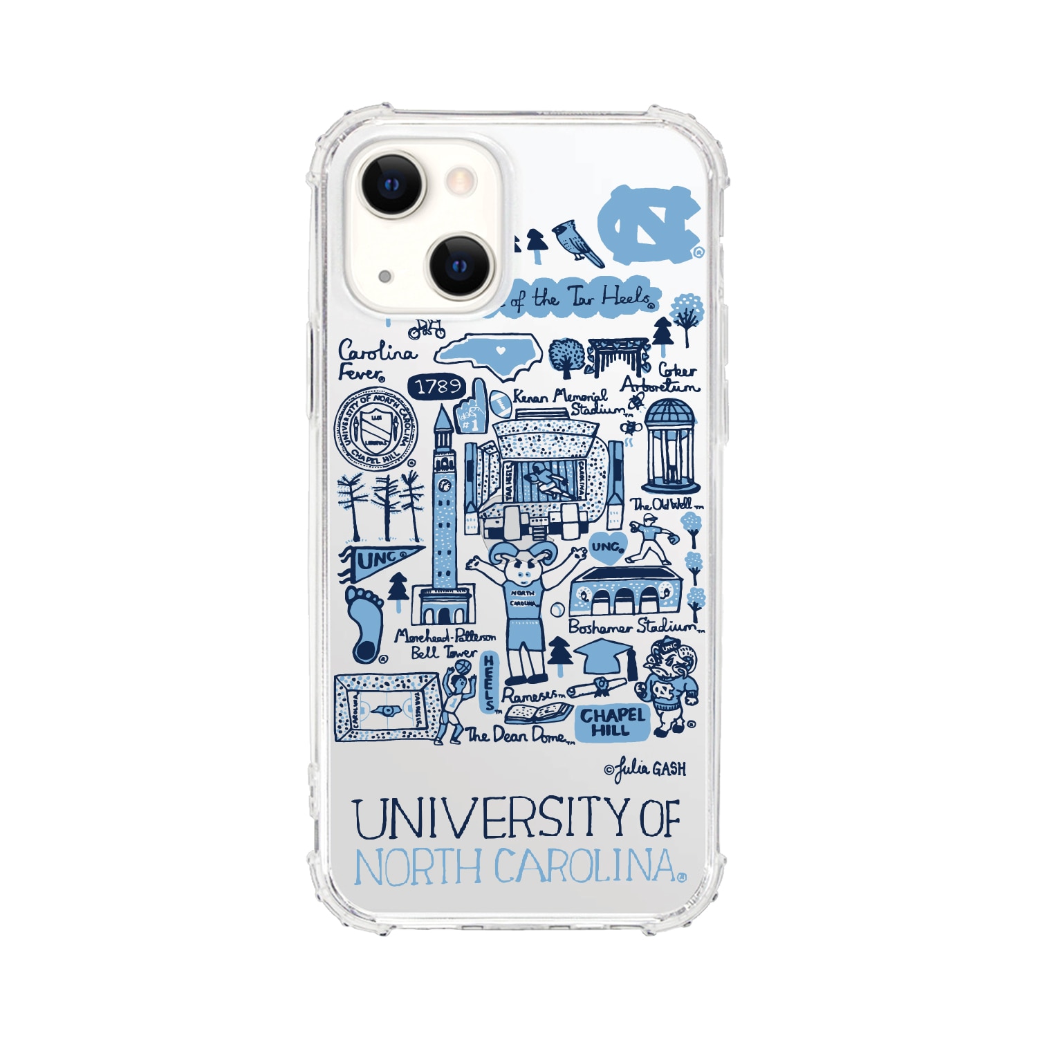 University of North Carolina- Clear Tough Edge Phone Case, Julia Gash - iPhone 15