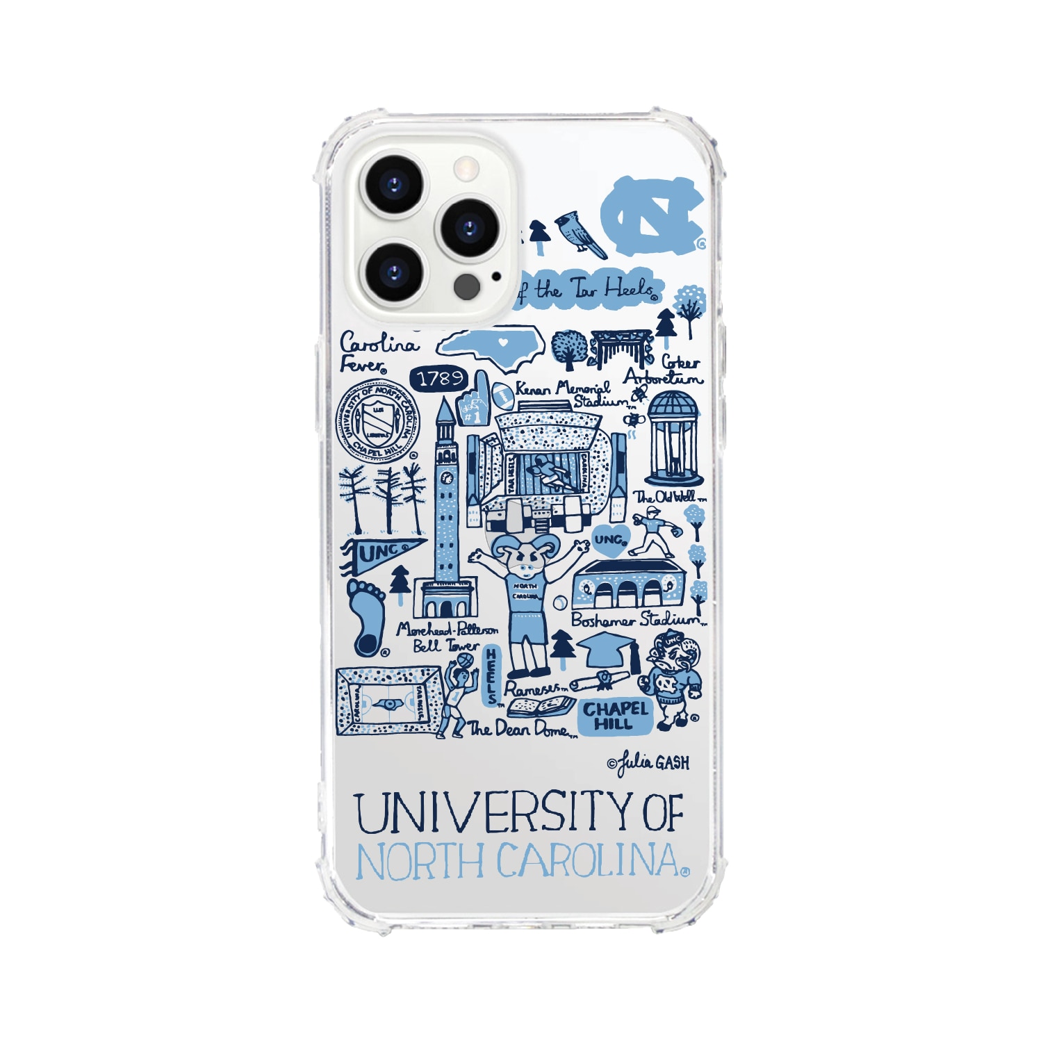 University of North Carolina- Clear Tough Edge Phone Case, Julia Gash - iPhone 15 Plus