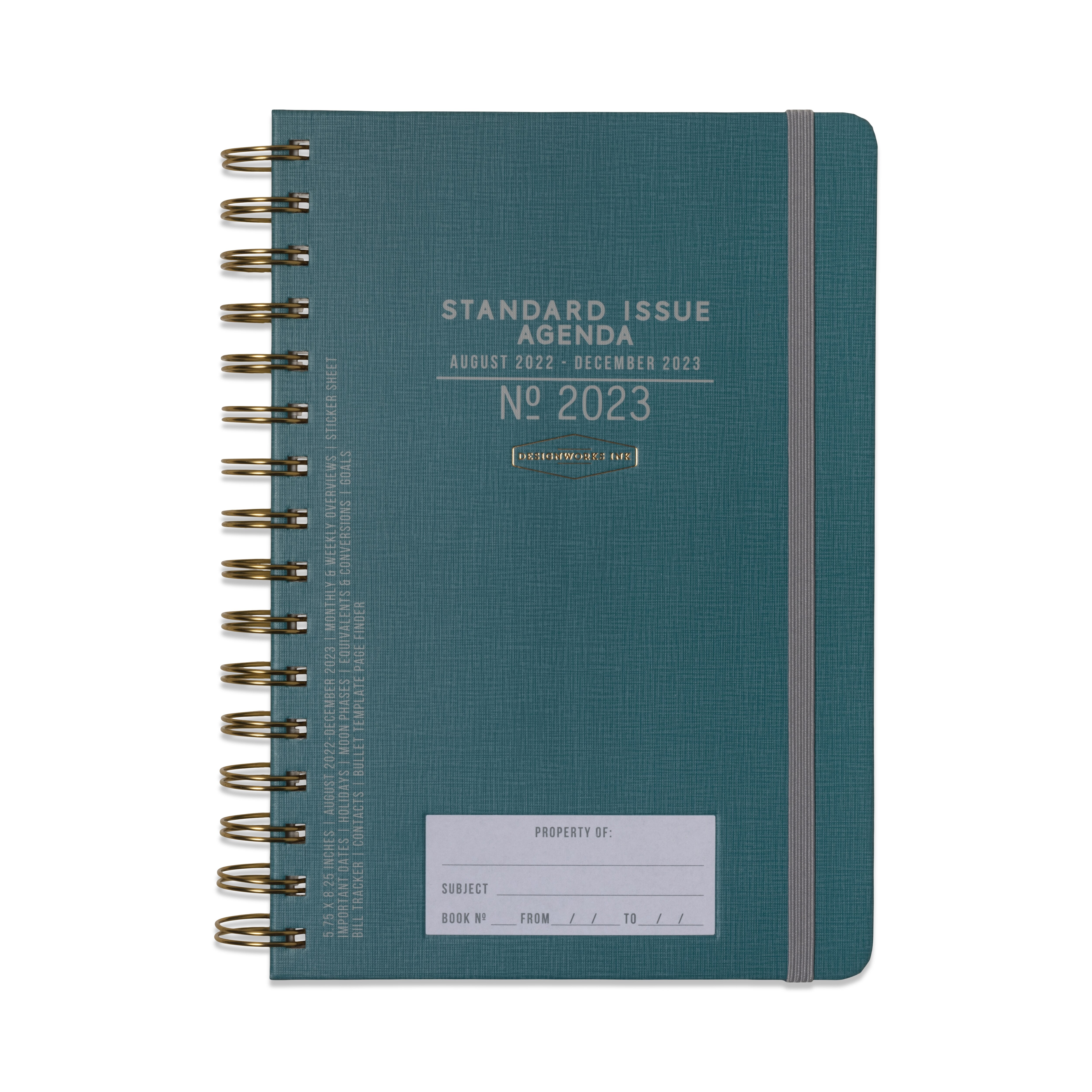 2022-2023 Academic-Year Planner. Medium "Standard Issue" Teal Twin-Wire.