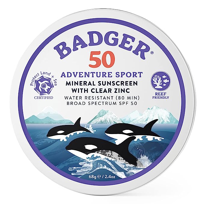 Badger Balm, SPF 50 Adventure Sport Mineral Sunscreen 2.4oz Tin