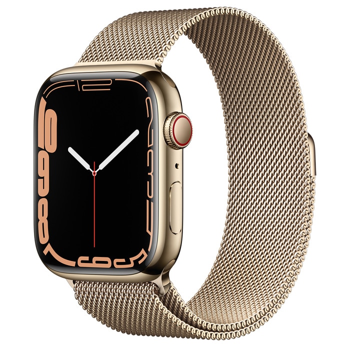 Apple Watch Series 7 GPS + Cellular, 45mm Gold Stainless Steel Case with Gold Milanese Loop