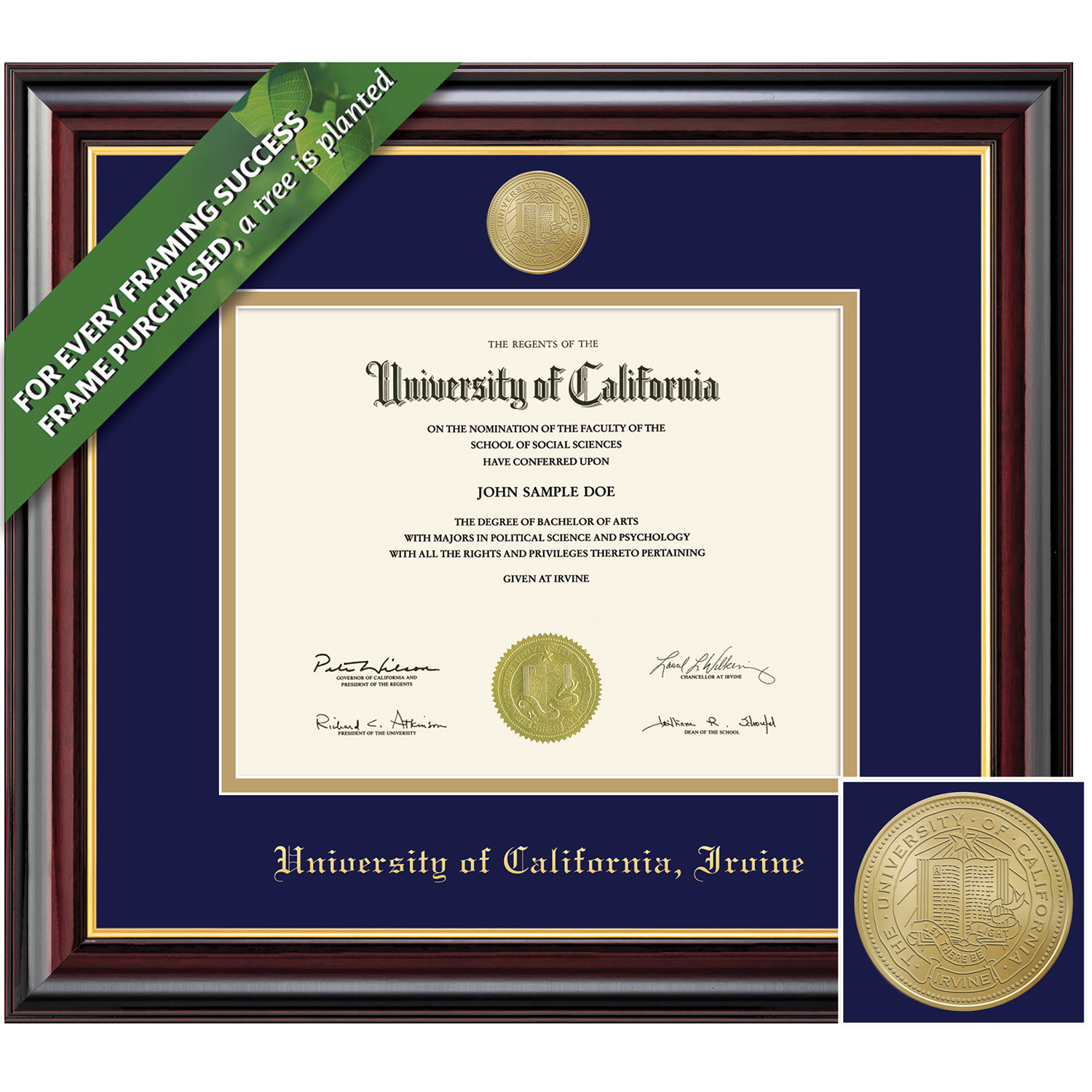 Framing Success 8.5 x 11 Windsor Gold Medallion Bachelors, Masters Diploma Frame