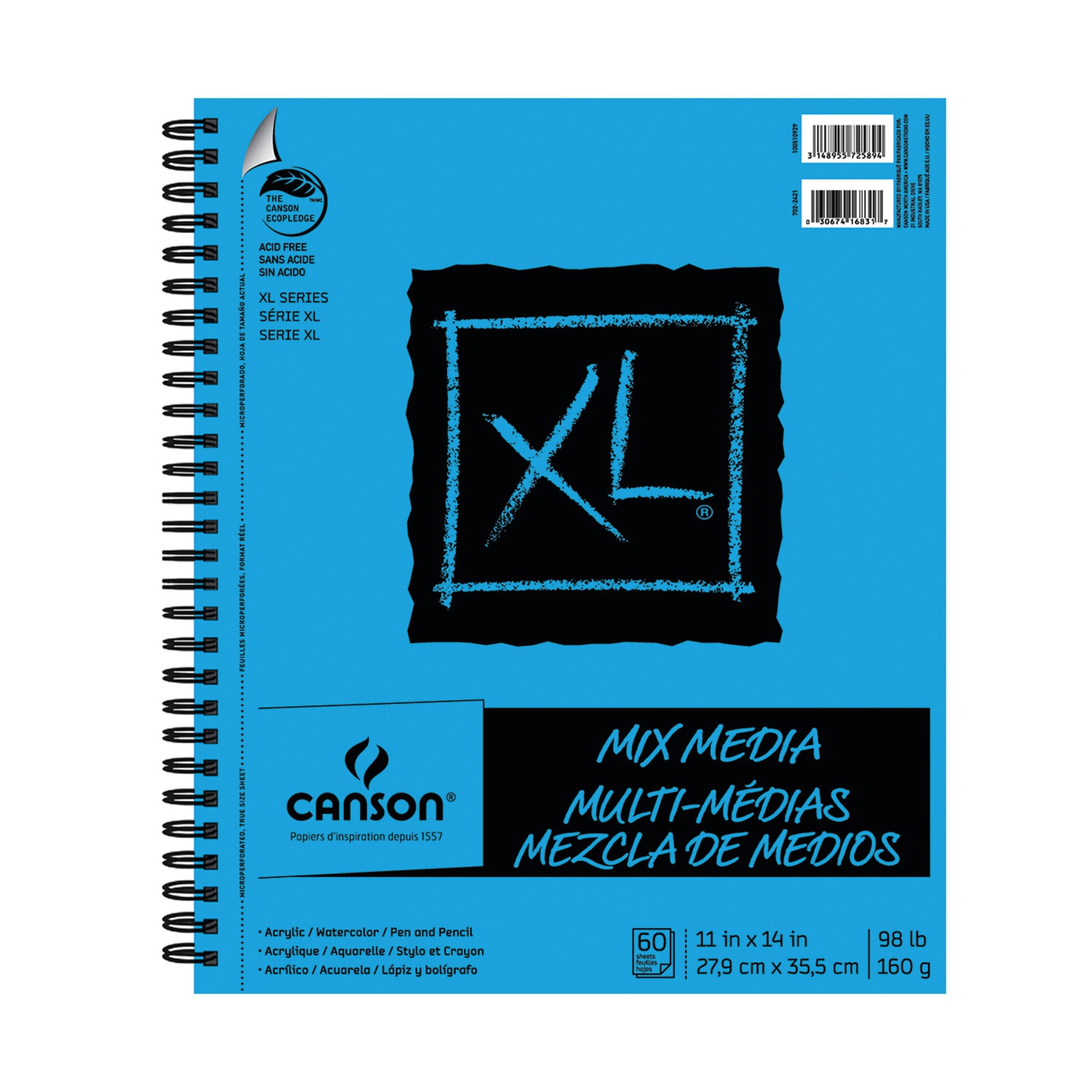 Canson XL Mix Media Artist Pad 11x14, 60 Sheets and Canson XL Watercolor Pad 12x18, 30 Sheets, The Perfect Artist Bundle Pack Ready for Any Artists